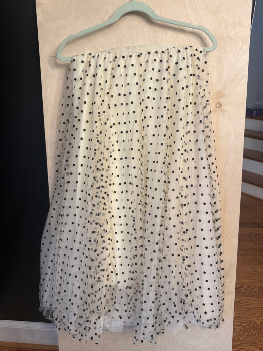Chicwish Cream Tulle Skirt with Black Polka Dots
